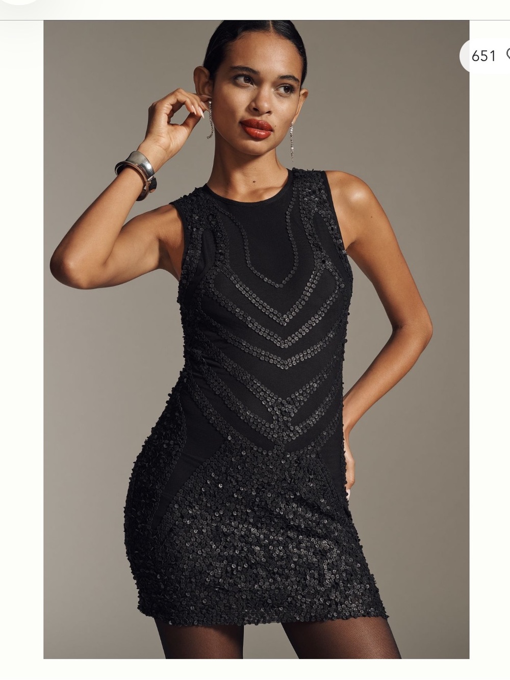 Anthropologie Black Leather Sequin Sheath Dress